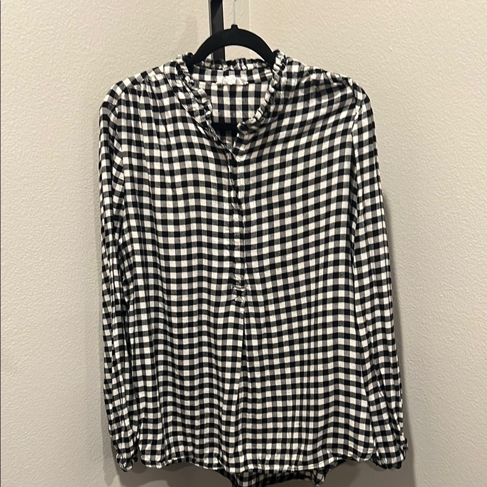 Beachlunchlounge Black and White Button Down Shirt Relaxed Fit